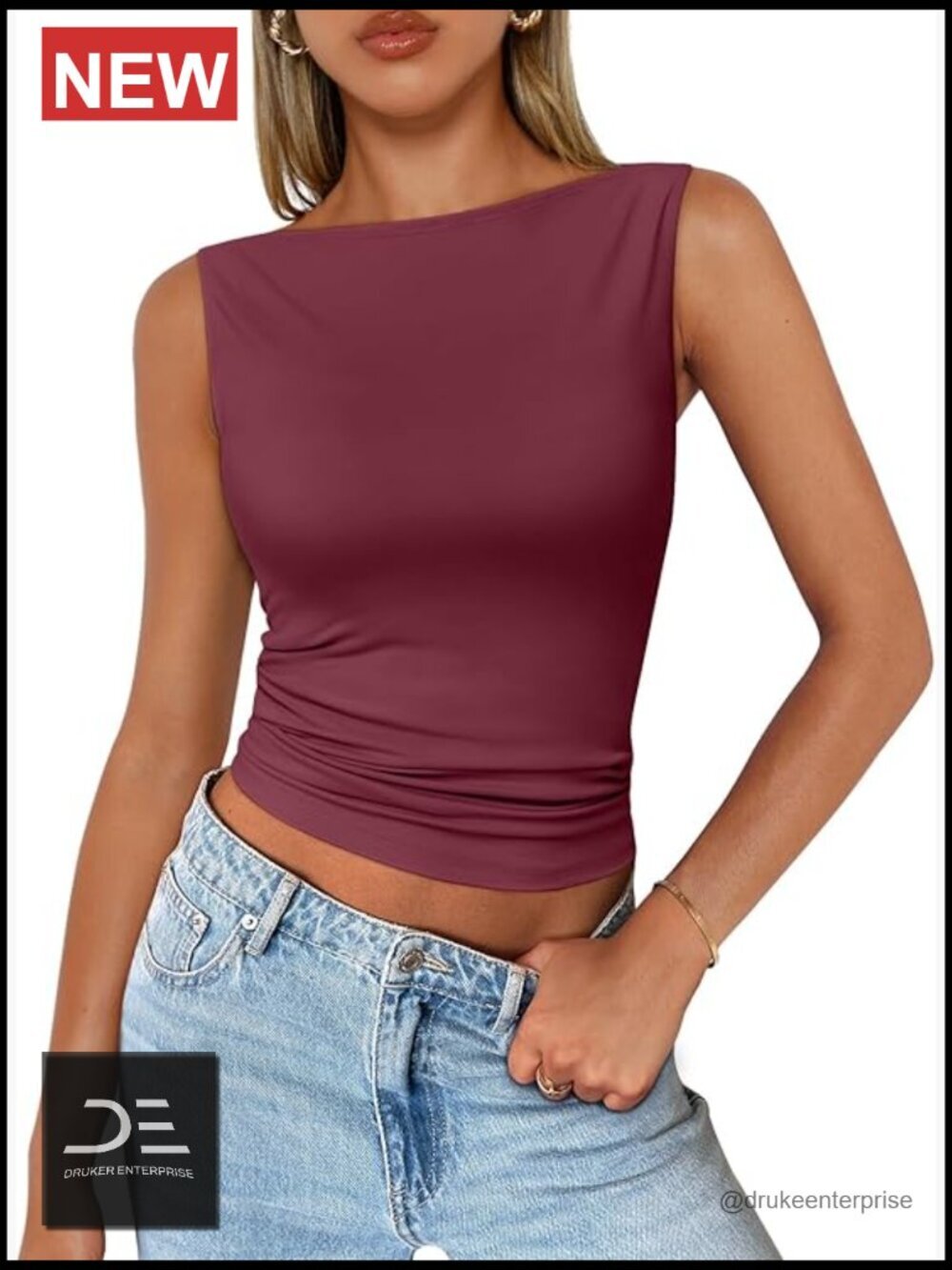 Ultra-Soft Boat Neck Corset Tank Top Sleeveless Y2K Summer Basic